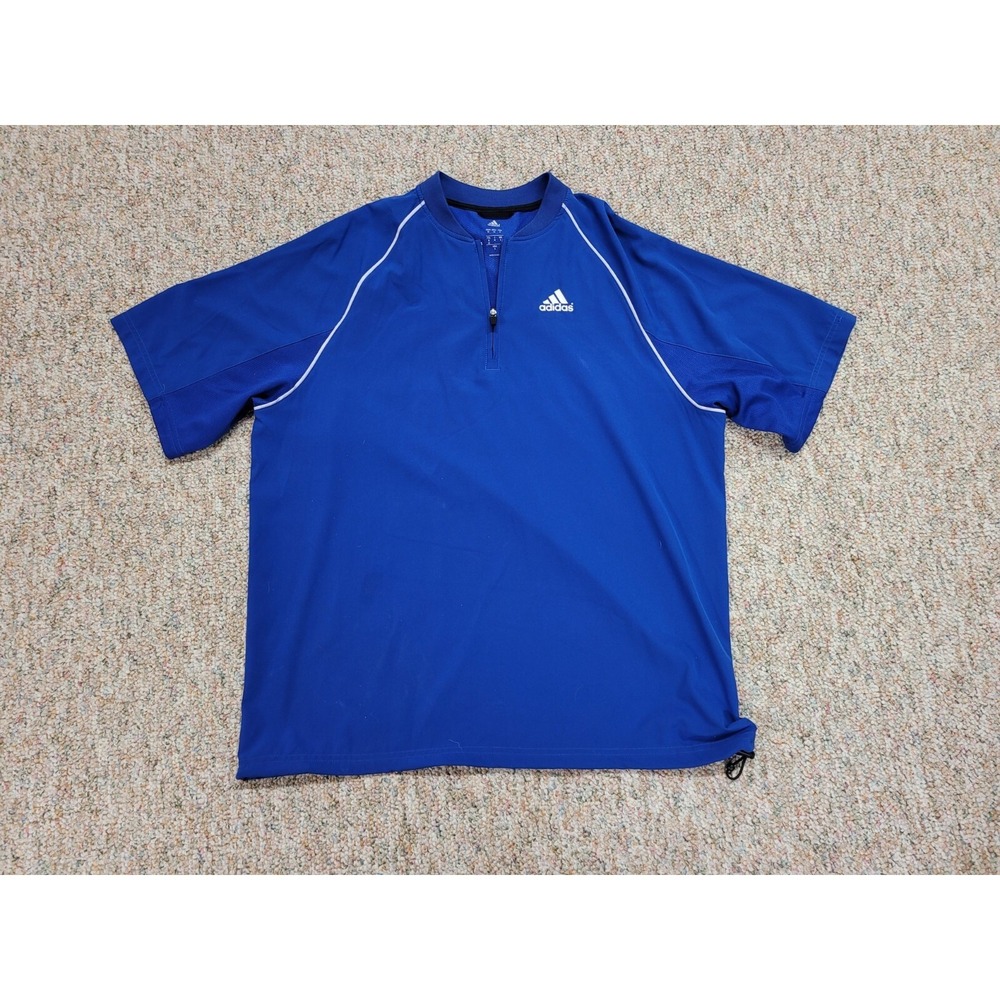 Adidas Quarter Zip Pullover Mens Small Blue Short Sleeve Wind Shirt Athletic